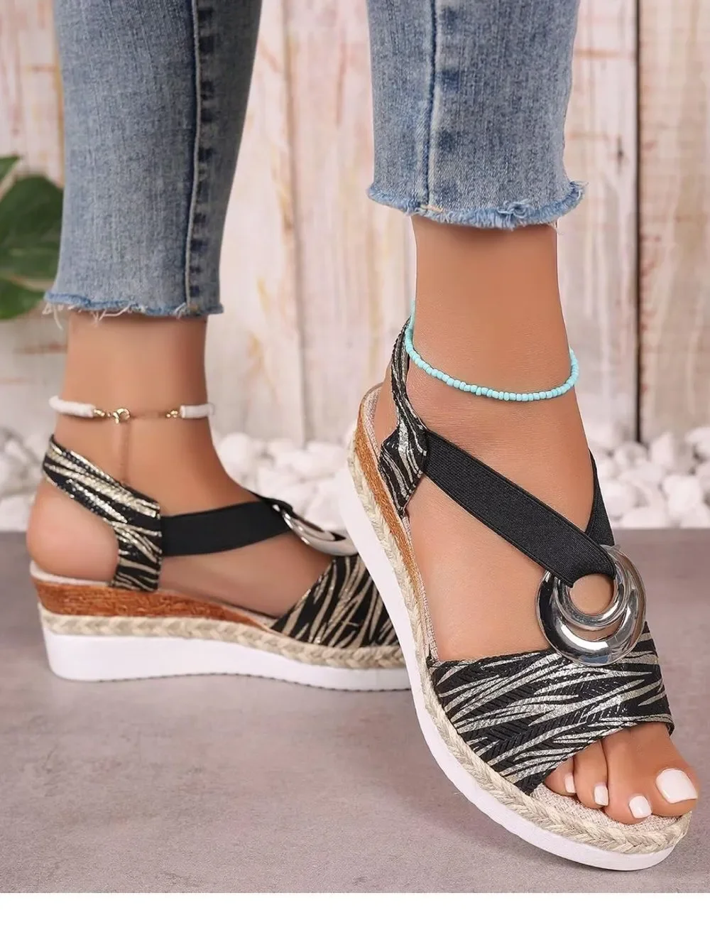 Black and Gold Women’s Sandals.